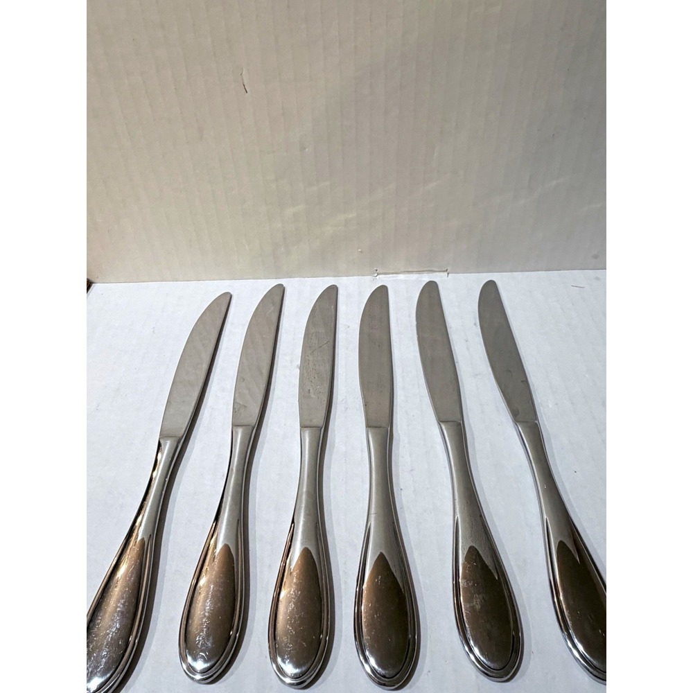 Set of 6 Yamazaki AUSTEN Dinner Knives Glossy Stainless Steel Flatware Cutlery